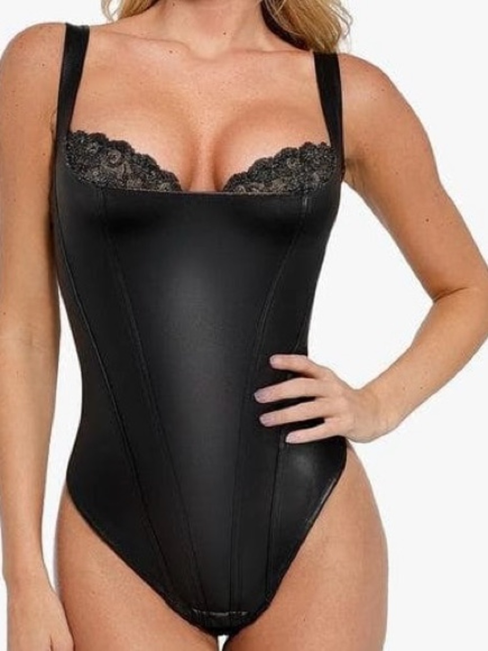 Shapewear Faux Leather Lace Balconette
Sculpting Bodysuit